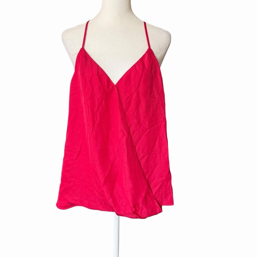 NWT Parker Womens Large Harlow Blouse Prism Pink Vneck Silk Open Back Tank Top